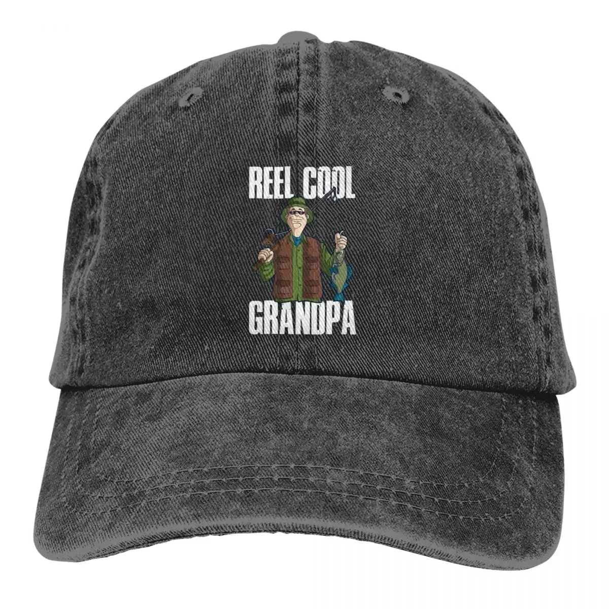 Washed Men's Baseball Cap Reel Cool Grandpa Trucker Snapback Caps Dad Hat Carp Fishing Fisher Hats