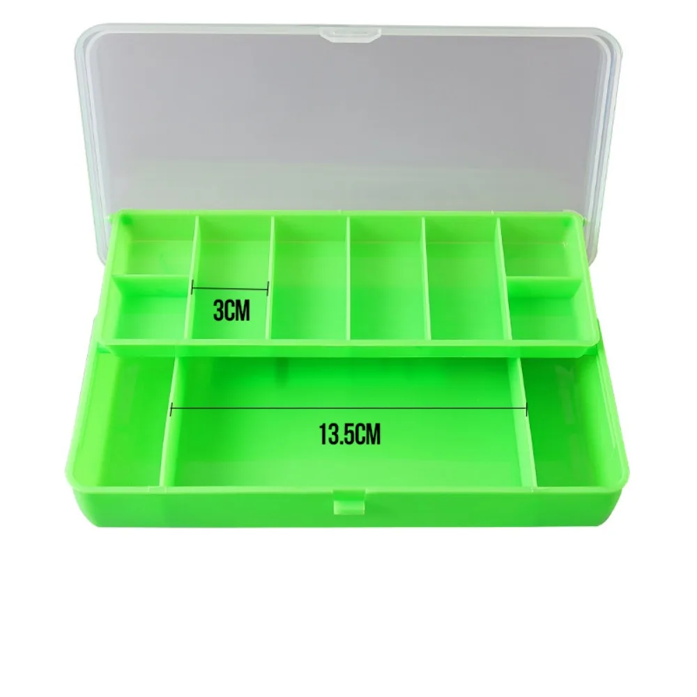 PP صندوق معالجة الصيد أخضر أزرق أصفر شفاف ذات الطابقين حقيبة للتخزين 11 مقصورة إغراء هوك صناديق اكسسوارات الصيد #1