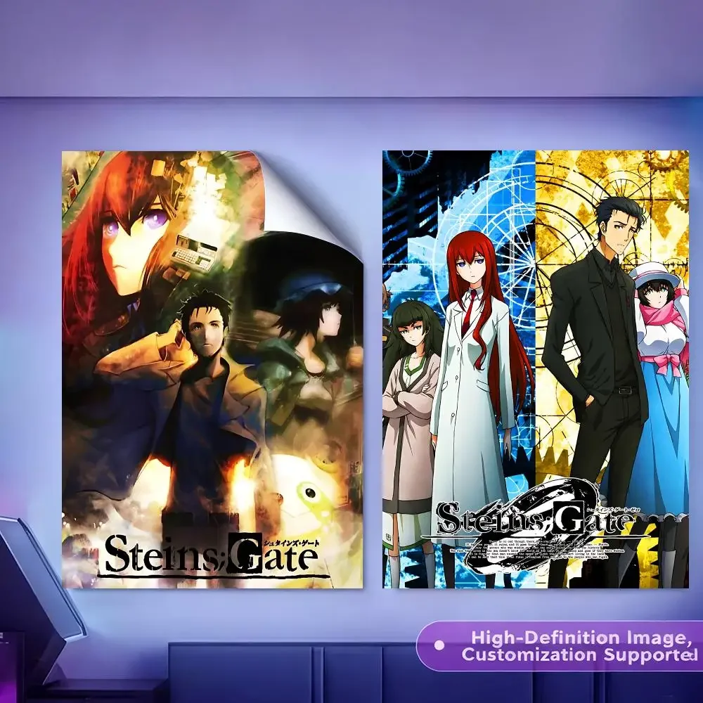 Classic Anime Steins;Gate Painting Calligraphy HD Canvas Poster Crease Free Waterproof All Space Wall Decor