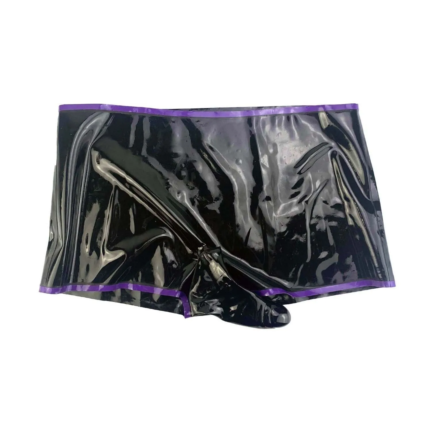 

Black Men's Latex Rubber Shorts with Condom Tight Rubber Briefs Fetish
