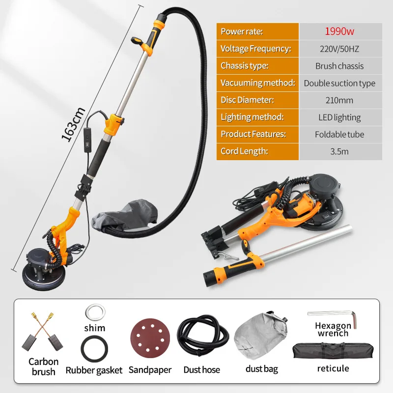 1pc Wall Polishing Machine Foldable Large Handle with Light, Self-priming Putty, Powder Wall Sandpaper Polishing Tool