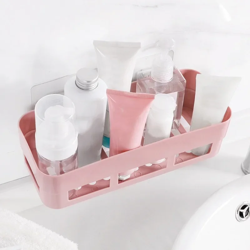 Shower Caddy Plastic Drain Rack Multi Wall-Mounted Purpose Bathroom Storage Shelf Self-Adhesive Shower Organizer Supplies