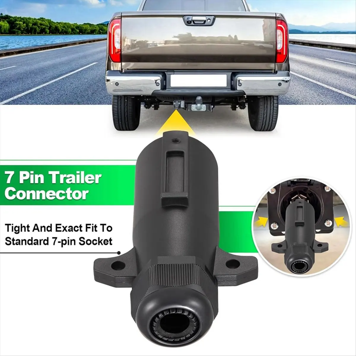 A75K 7 Pin Trailer Plug Waterproof, Round RV-Style 7 Way Trailer Plug, Detachable 7 Pin Trailer Connector Adapter Male End