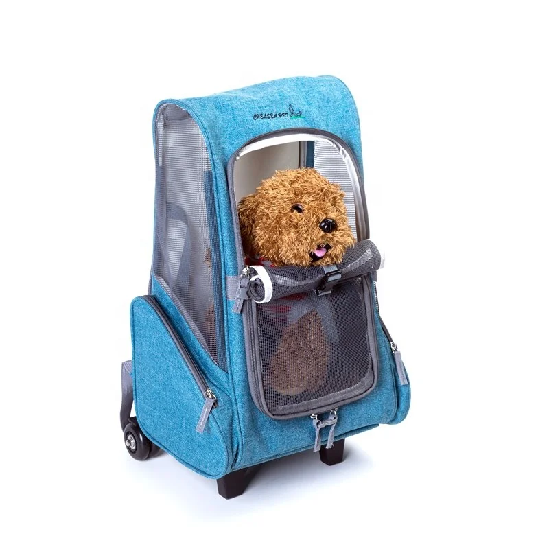 

Promotional Rolling Luxury Soft Sided Cat Bag Collapsible Backpack Pet Carrier with Wheels