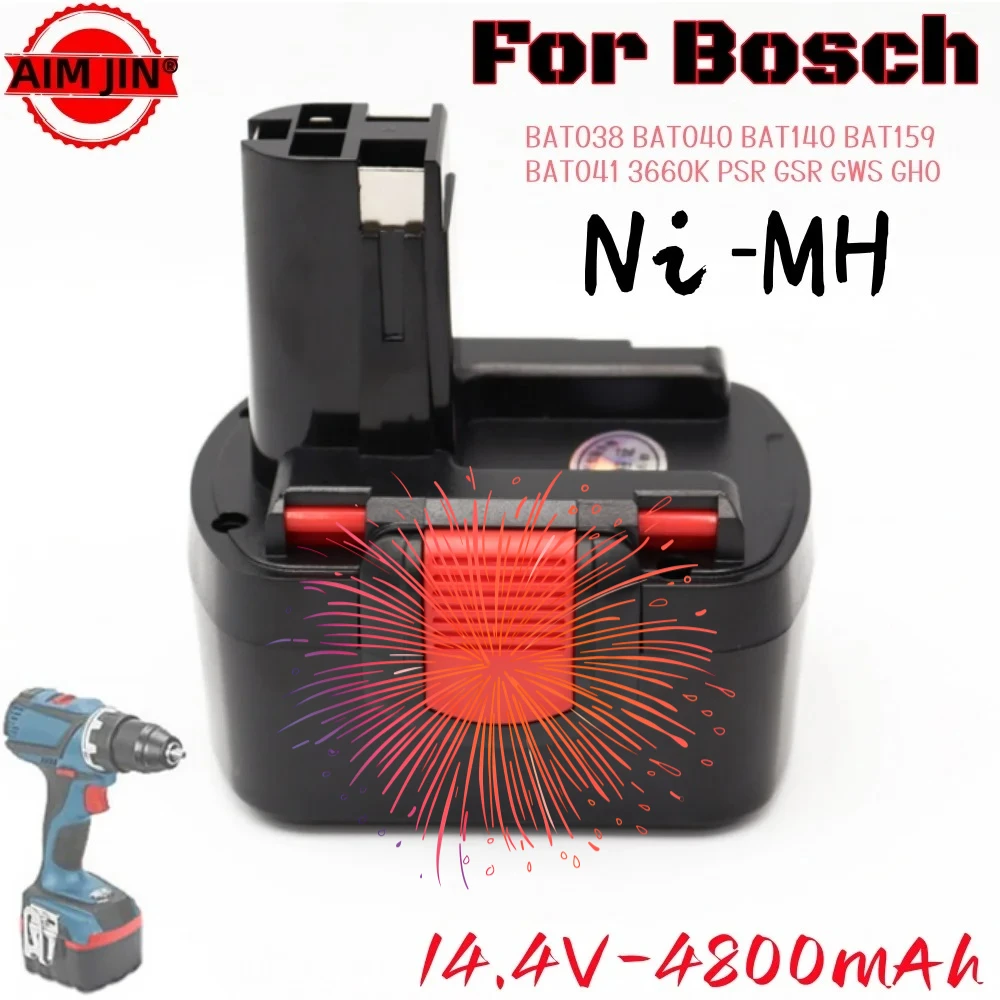 

BAT038 14.4V 4800mAh Rechargeable Battery for bosch BAT038 BAT040 BAT140 BAT159 BAT041 3660K NI-MH PSR GSR GWS GHO 14.4V Battery