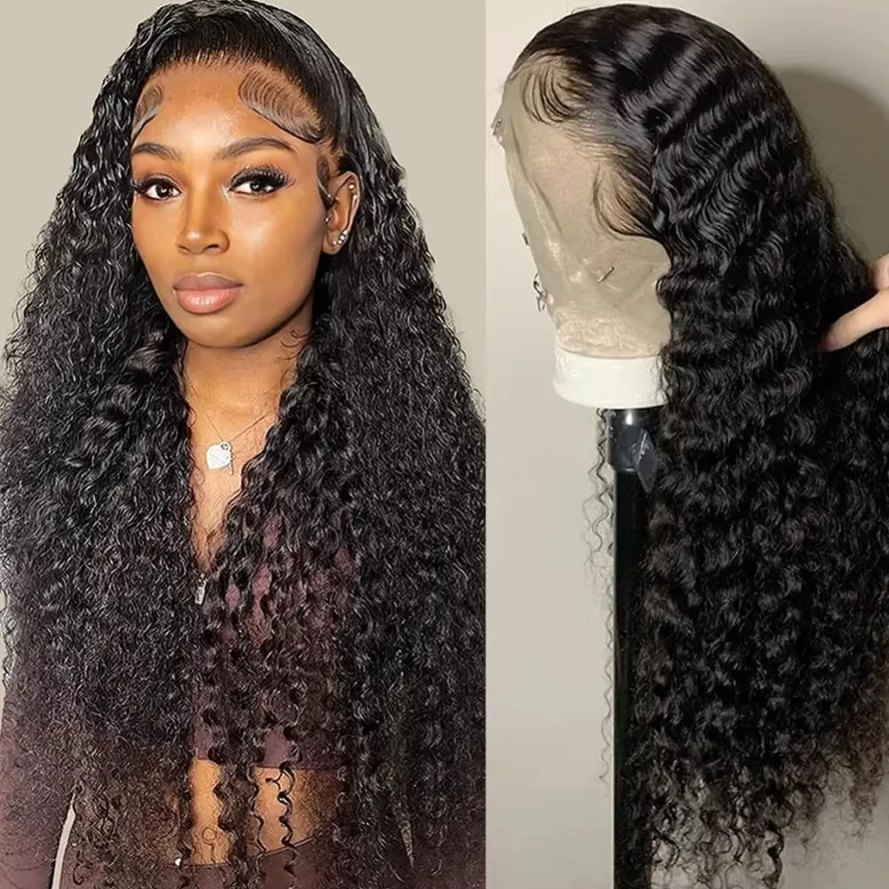 

Deep Wave Frontal Wig 13x6 Lace Frontal Wig Human Hair 13x4 Transparent Brazilian Curly Lace Front Human Hair Wigs 30 Inch