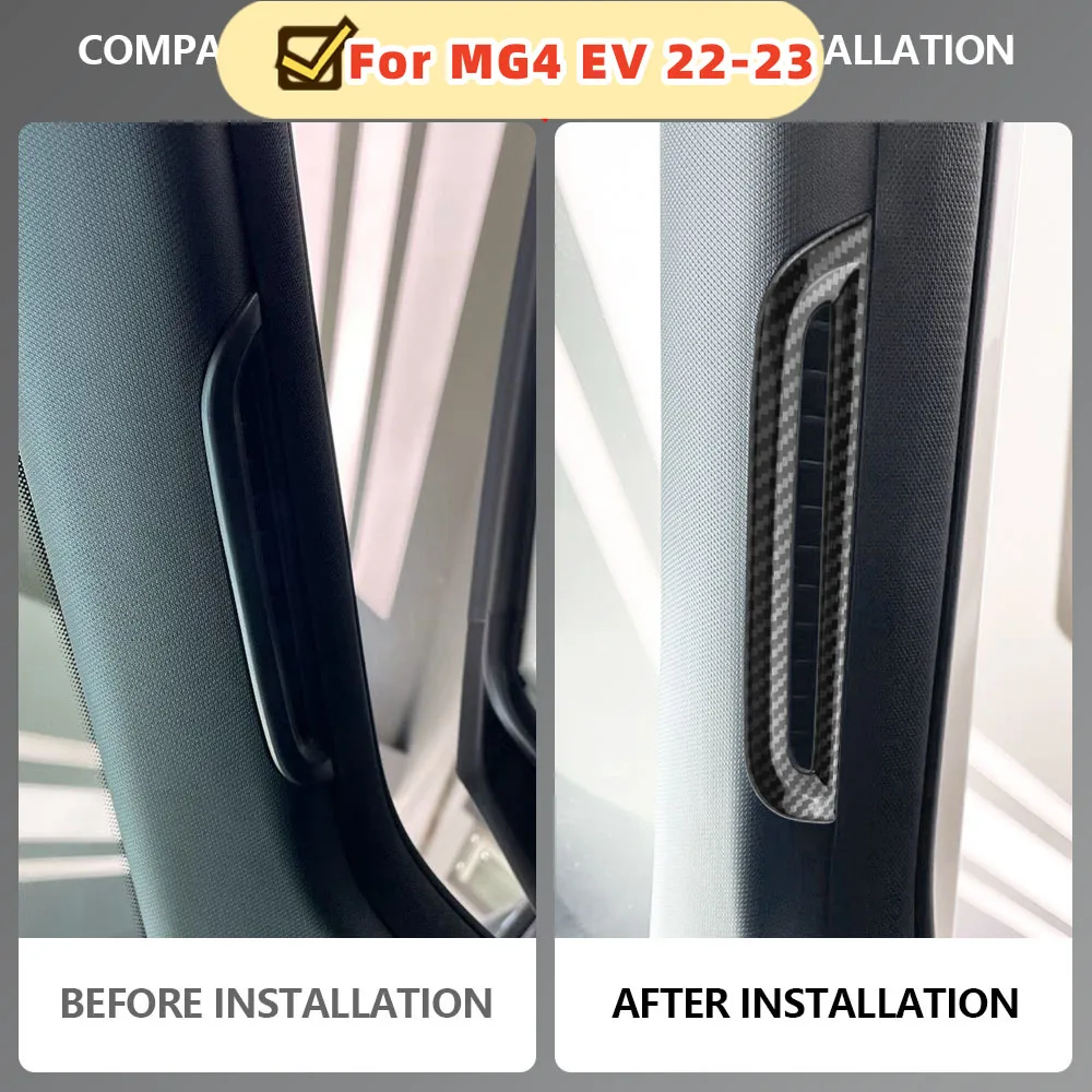 Stickers for MG4 EV 2022 2023 2024 LHD Car Front AC Outlet Cover Sticker Carbon Fiber Air Conditioning Trim Accessories