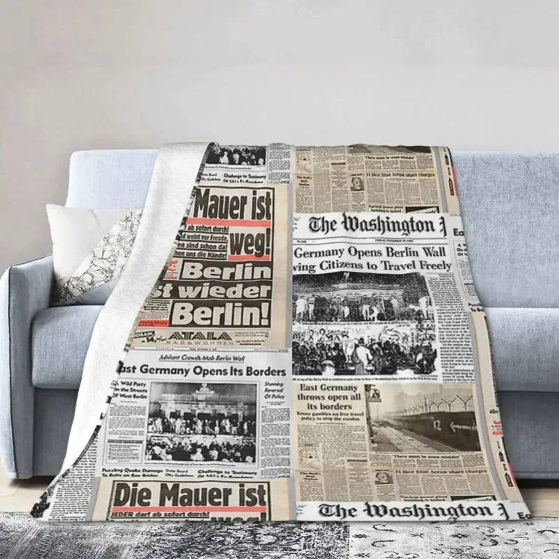 Fall Of The Berlin Wall - Newspaper Collage Blankets Soft Warm Flannel Throw Blanket Bedding for Bed Living room Home Couch