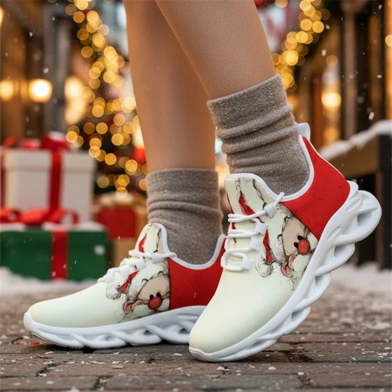 Tênis masculino natal impresso sapatos leves das mulheres tênis anti deslizamento casual sapatos ao ar livre dos homens sapatos esportivos masculinos