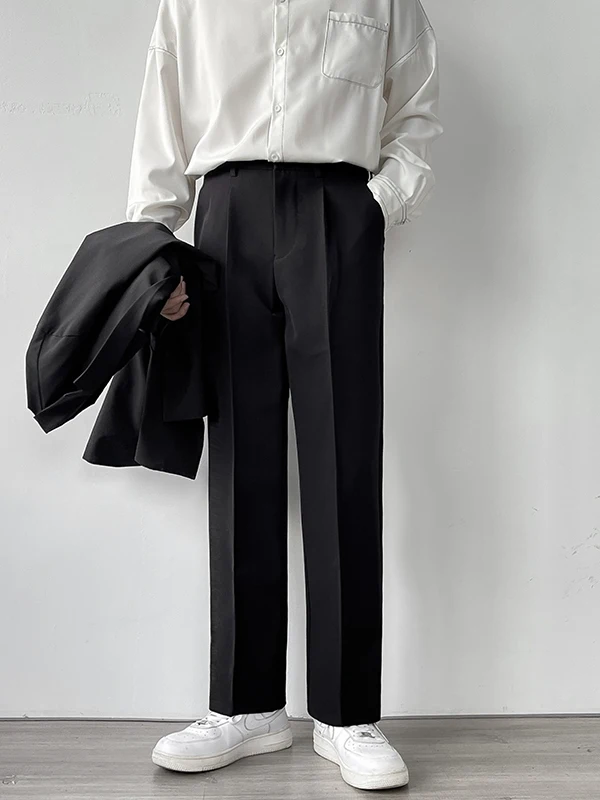 

Bla Ice Silk Men's Dr Pants Summer Thin Loose Straight Leg Trousers Drapey Comfortable Lightweight Casual Youth Sle