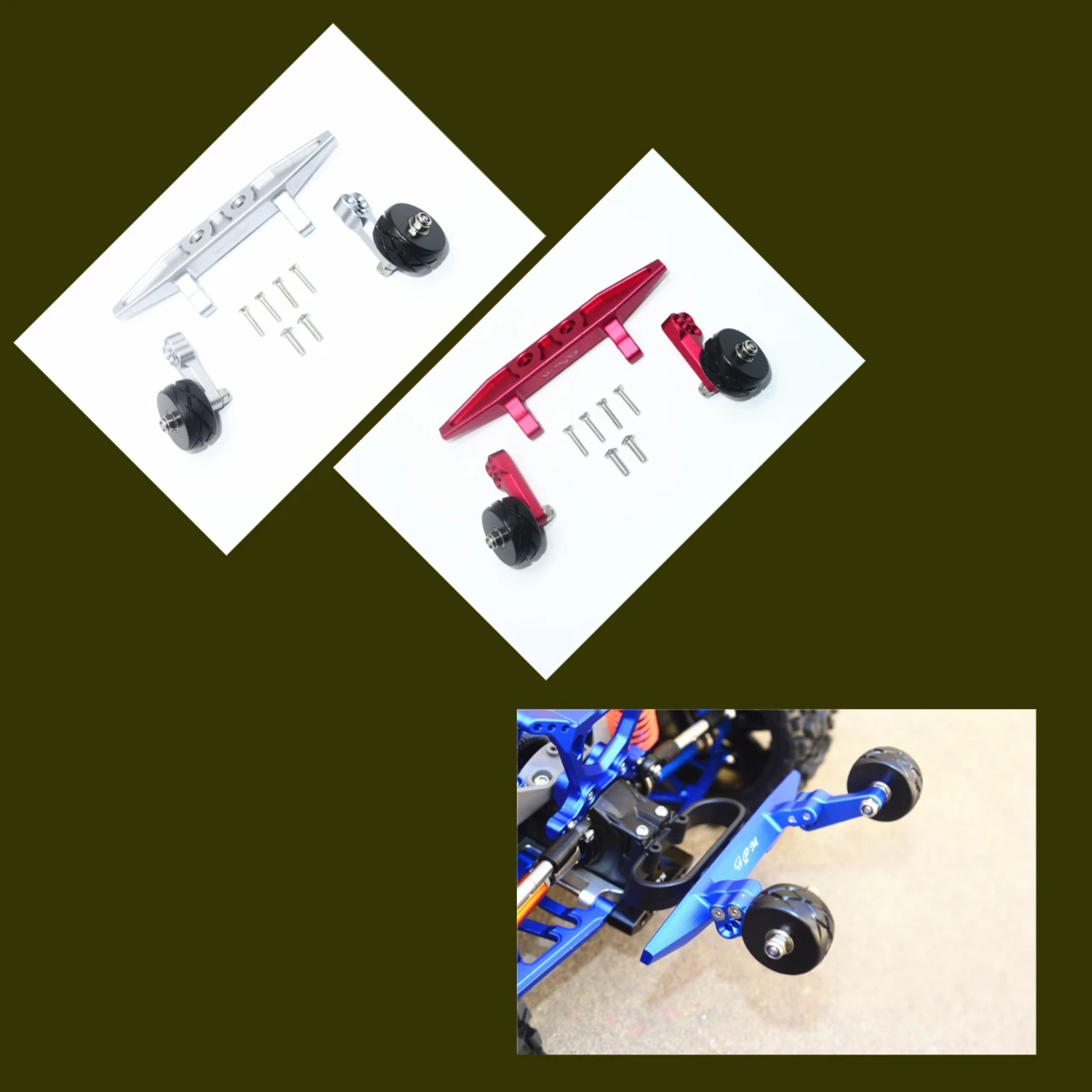 GPM Aluminum Rear Adjustable Wheelie For TRAXXAS 1/10 Rustler 4X4 Vxl 6737+6776