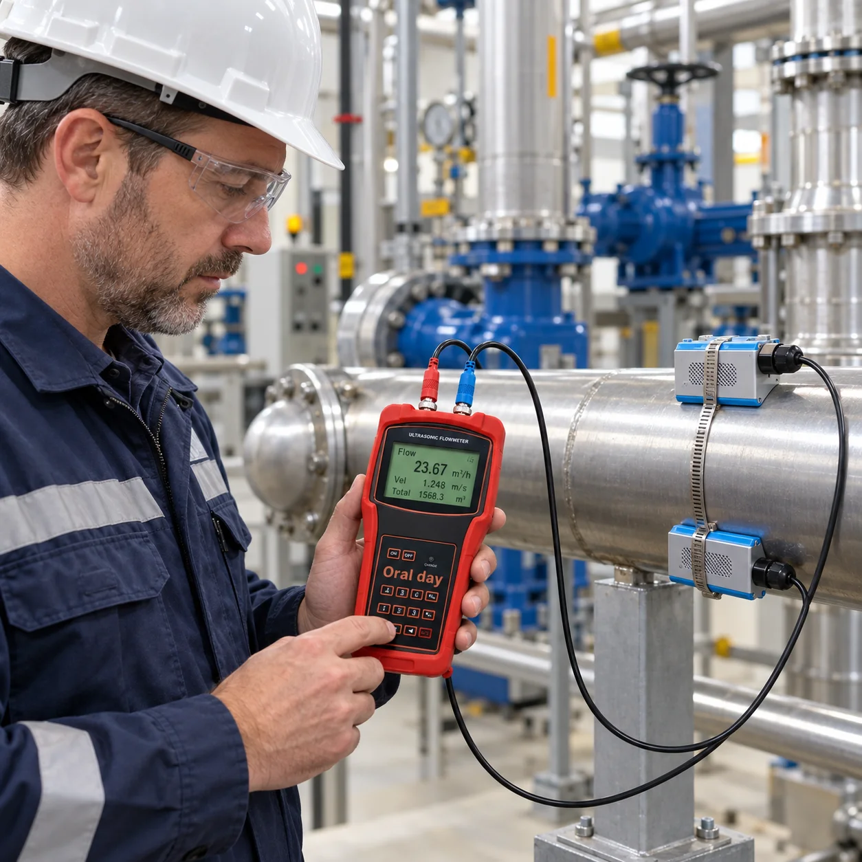 TUF-2000H Handheld Ultrasonic Flow Meter Portable Clamp-On Liquid Flow Measurement Non-Invasive No Pipe Cutting