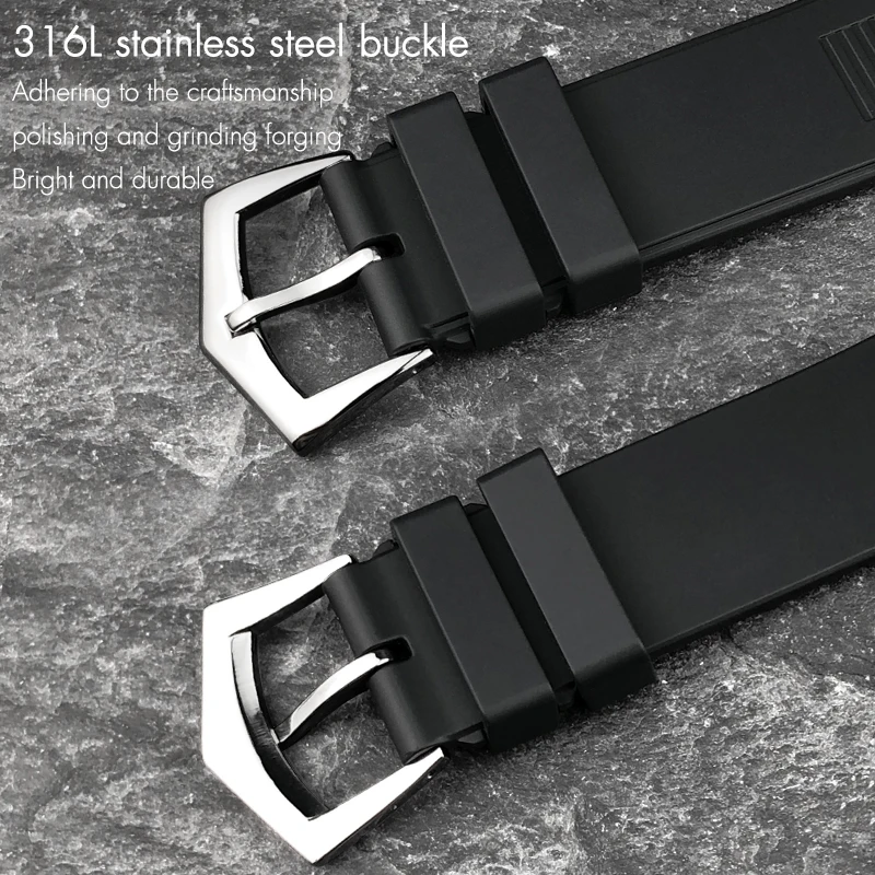 High Quality Concave Grooved Rubber Silicone 25mm 12mm Watchband for Patek Philippe PP 5711 Nautilus Wristband Soft Watch Strap