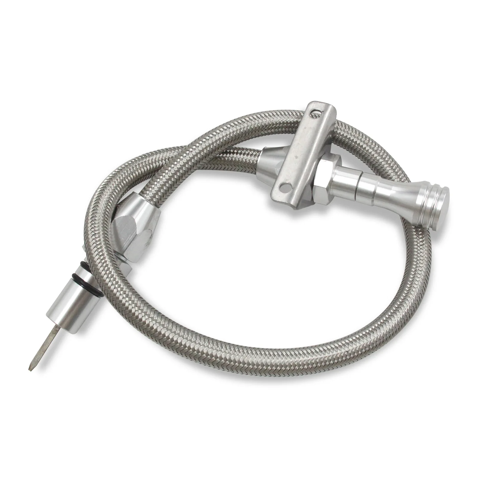 Mount Flexible Braided Transmission Dipstick Stainless Steel Tube For GM 4l80e 4l60e Chevy SBC BBC Th350 Th400 Turbo 700R4