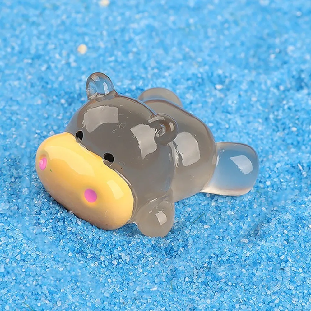 Angry Baby Hippo Mini Hippo Luminous Ornament The Bouncy Pig Light in The Dark Hippo Doll Miniature Bag DIY Crafts Cute