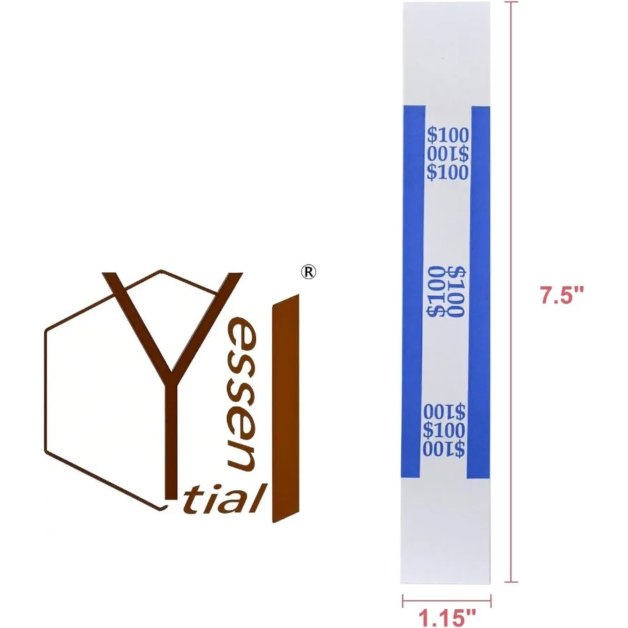สายรัดธนบัตร แถบพันธนบัตร สำหรับจัดระเบียบธนบัตร ABA สีต่างๆ แบบมีกาวในตัว ขนาด 7.5 x 1.15 นิ้ว สีฟ้า 100 ชิ้น