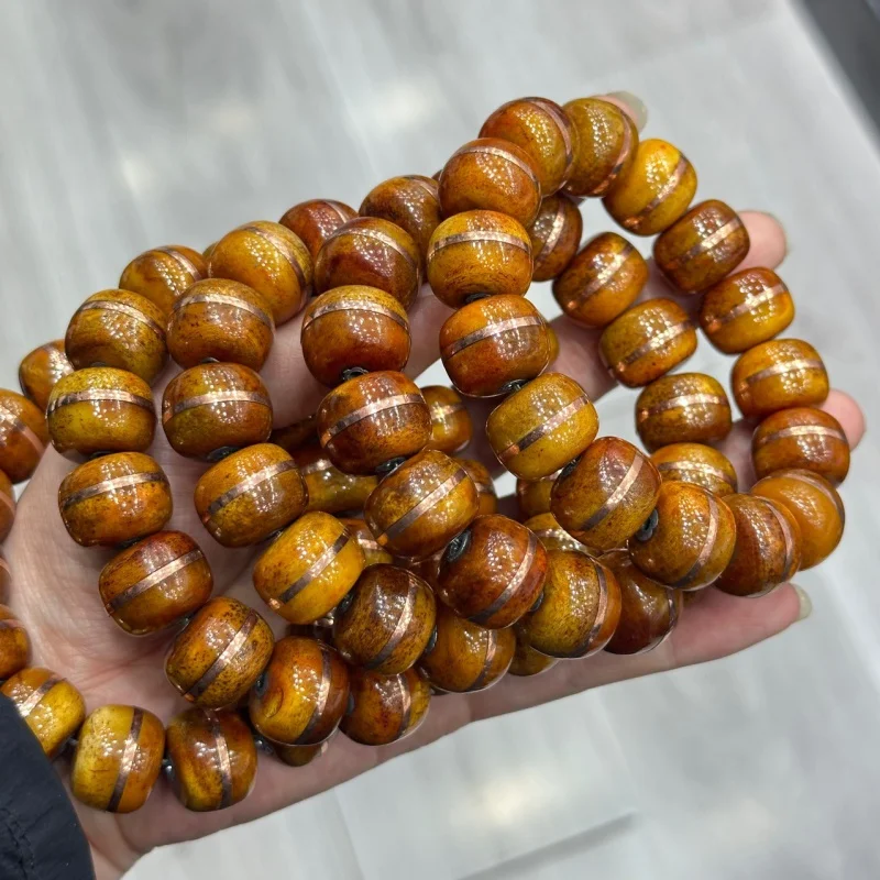 Camel Bone Rubbing Gold Old Type Beads Bracelet