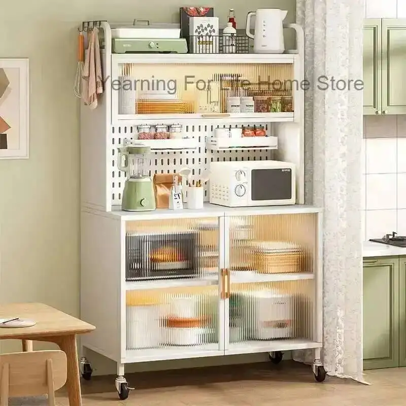 

Hutch Modern Full Cabinet Door Movable Kitchen Glass Cabinet Storage Display Cupboards Muebles Cocina Multifunctional Furniture