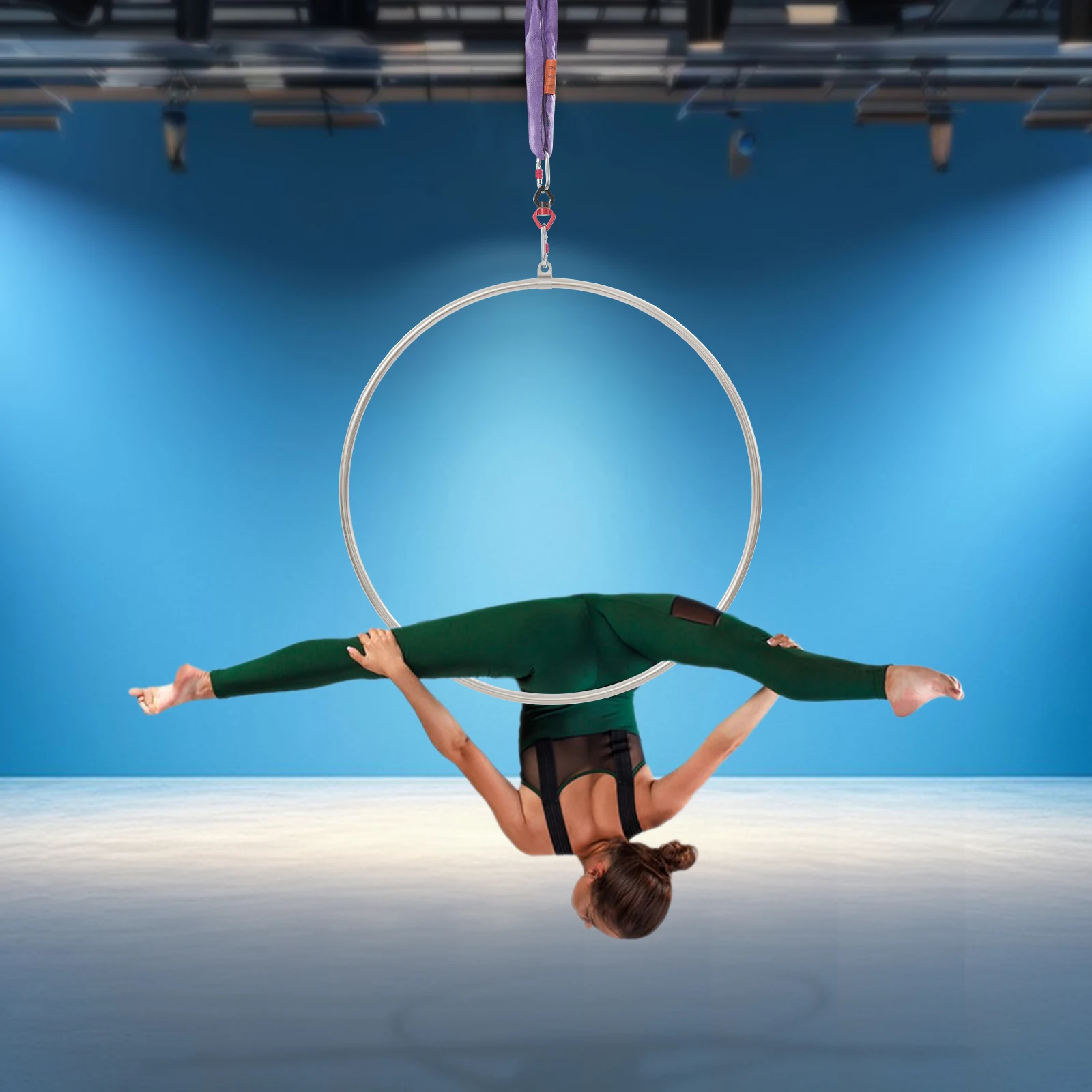 Kit de cerceau aérien de 95cm, cerceau aérien avec mousqueton à vis, anneau de cirque de danse aérienne pour la gymnastique d'acrobatie de Yoga