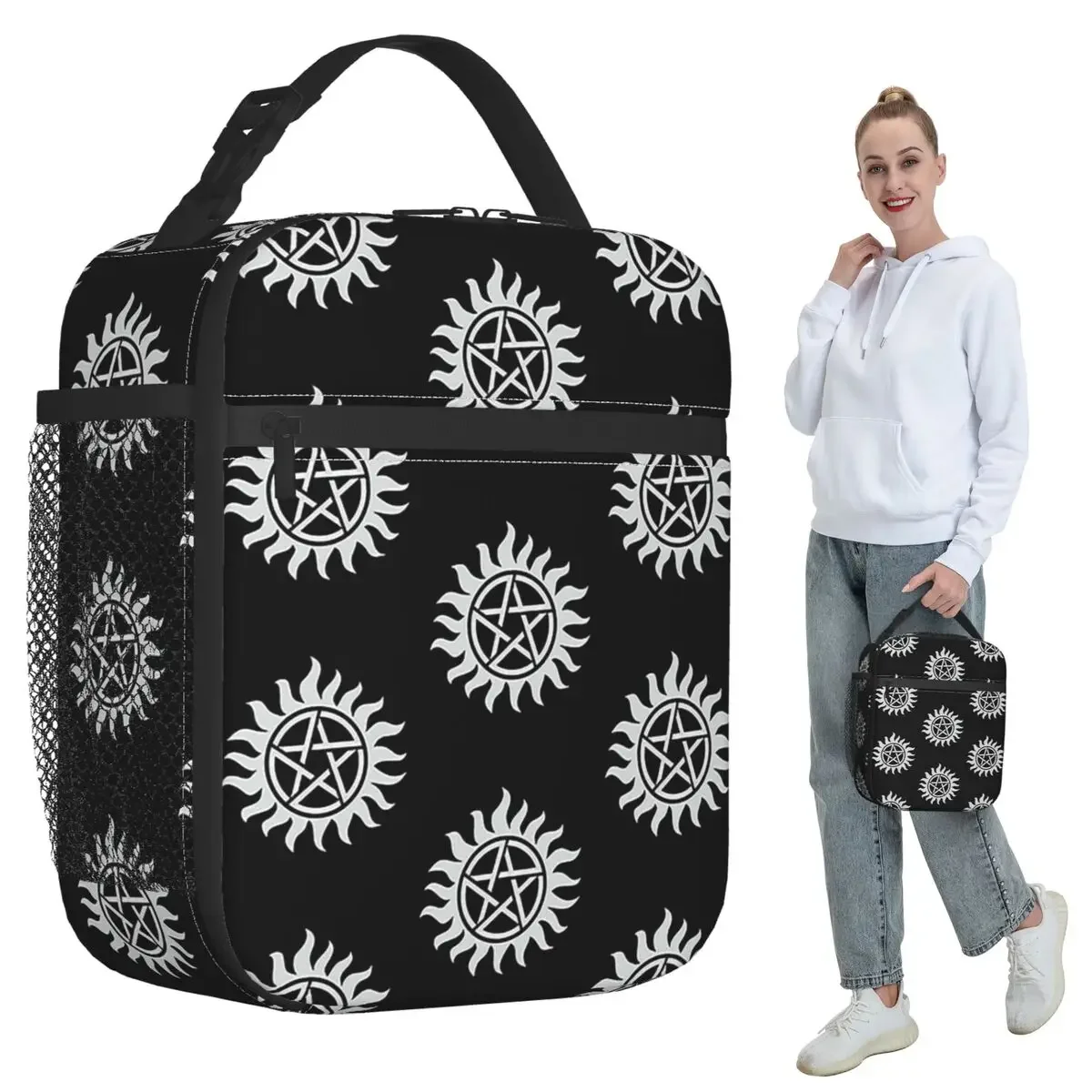Supernatural Protection Insulated Lunch Bag for Women Office Cooler Thermal Food Box Tote Leakproof Lunch Boxes Container