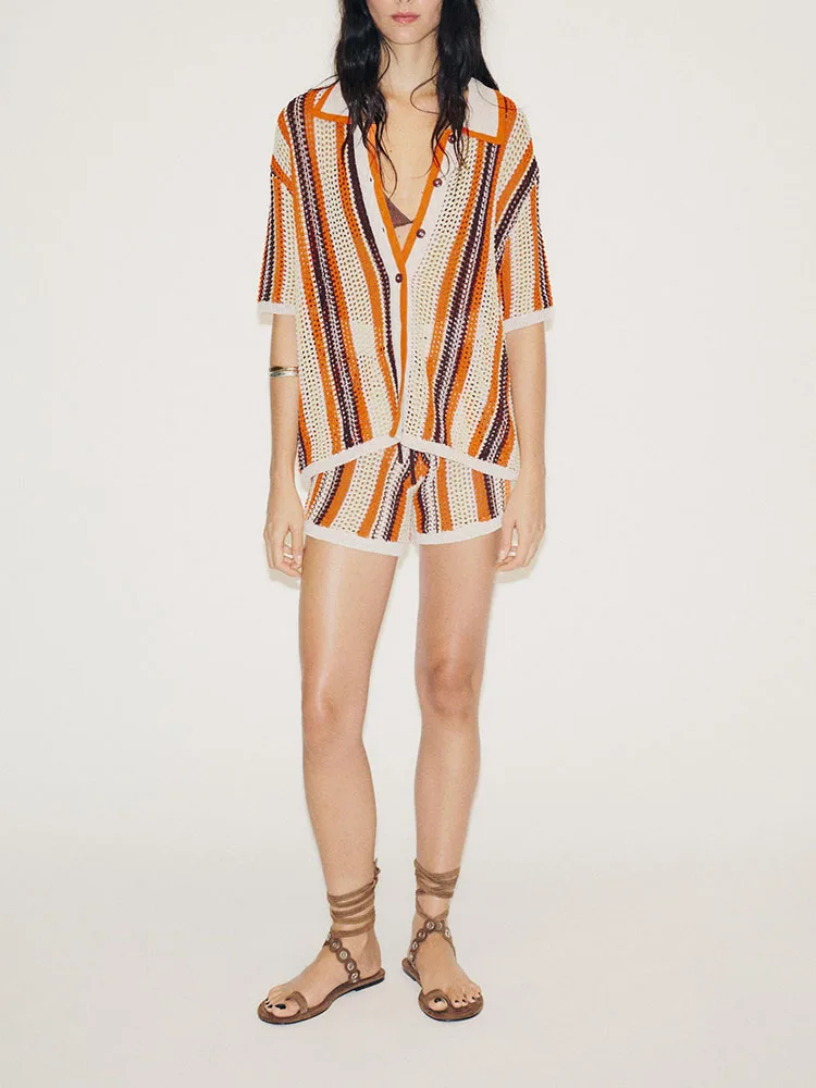 

Осень 2021, женское полосатое полое вязаное длинное све Jaet orts, Новое поступление, этнический костюм, сценическая одежда