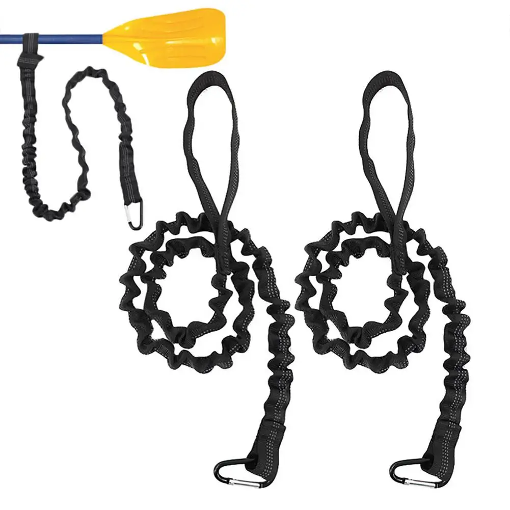 2 Pack Kayak Paddle Leash With Carabiner Stretchable Secure Bungee Strap Lanyard Rope For Kayaking Boating 5-7 Feet Dropship