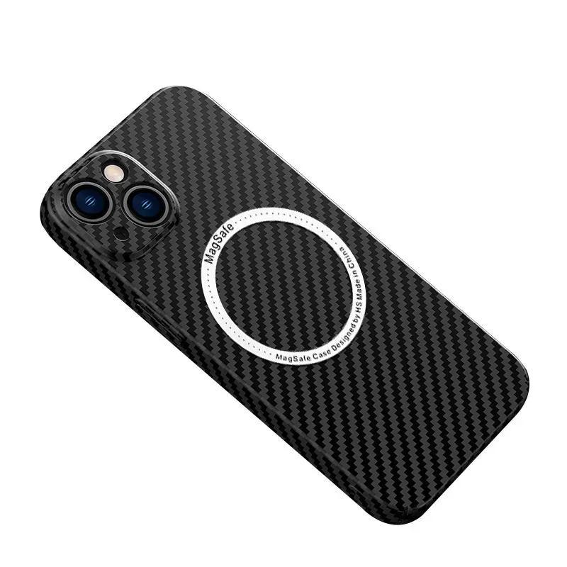 

Applicable to iPhone16PROMAX carbon fiber mobile phone case Apple 15 all-inclusive Magsafe magnetic protective case PC