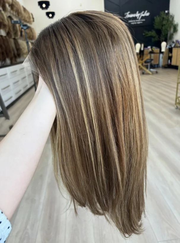 

20 Inch Long Middle Part Silky Straight Hair Luxury Hair Heat Resistant Synthetic Daily Wigs For Women Piano Blonde Brown Wig