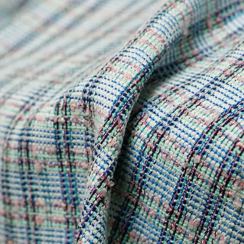 Redraspberry France Blue Pink Plaid Tweed Fabrics Garment Material Autumn Women Jacket Coat Sewing Cloth Tailor Freeshipping