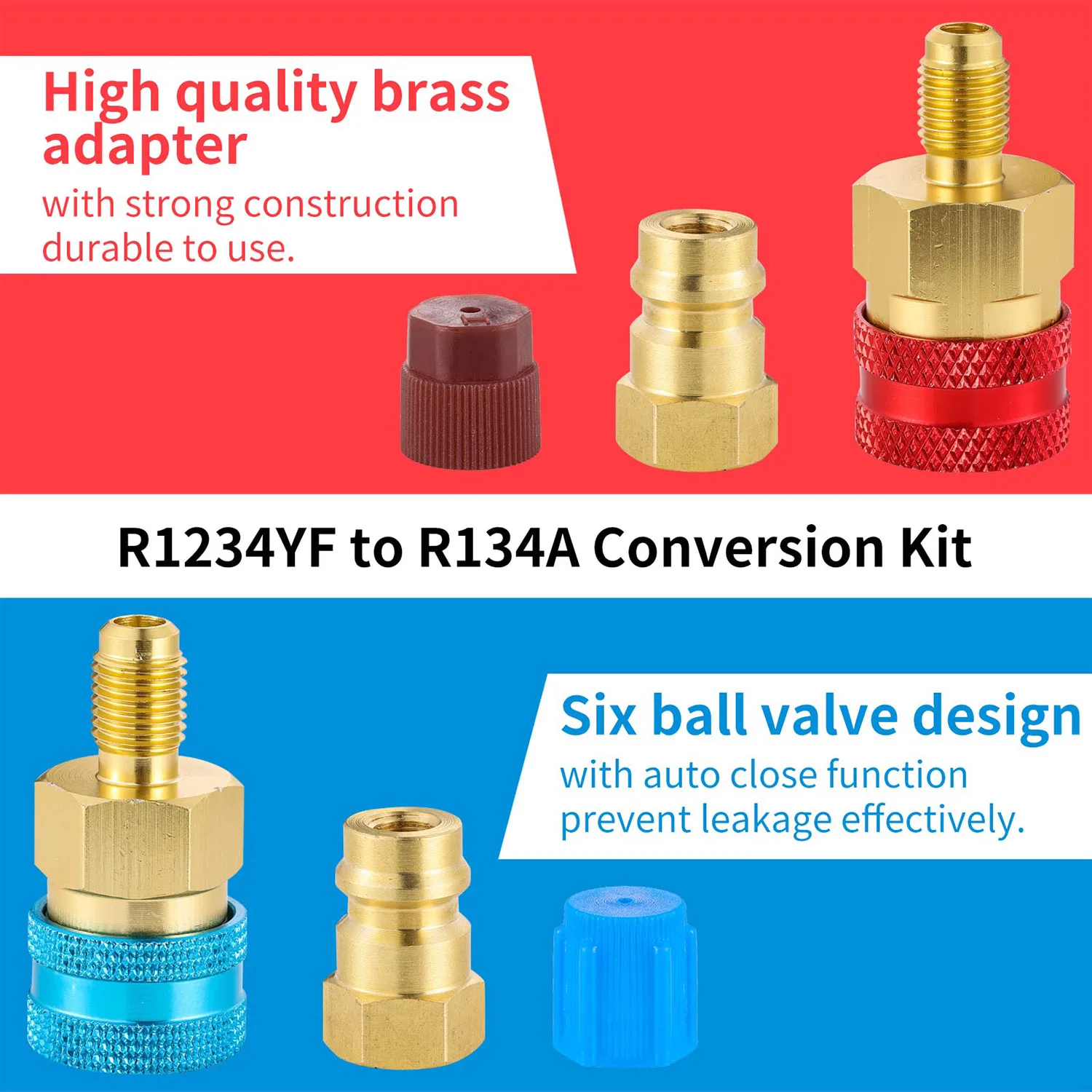 Quick Fitting Coupler Adapter For R134A To R1234YF High Low Side Adapter Fitting Connector Car Airconditioning Fitting Car Tools