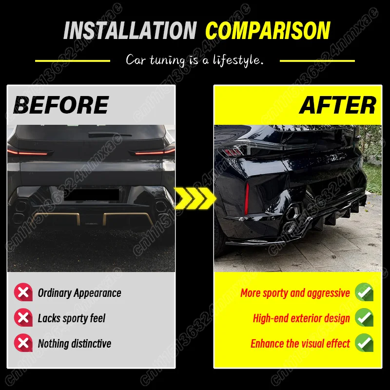 For BMW XM G09 2022 2023 2024 2025 2026 Car Rear Bumper Diffuser Splitter Gloss Black Exterior Decoration Body Modification Kit