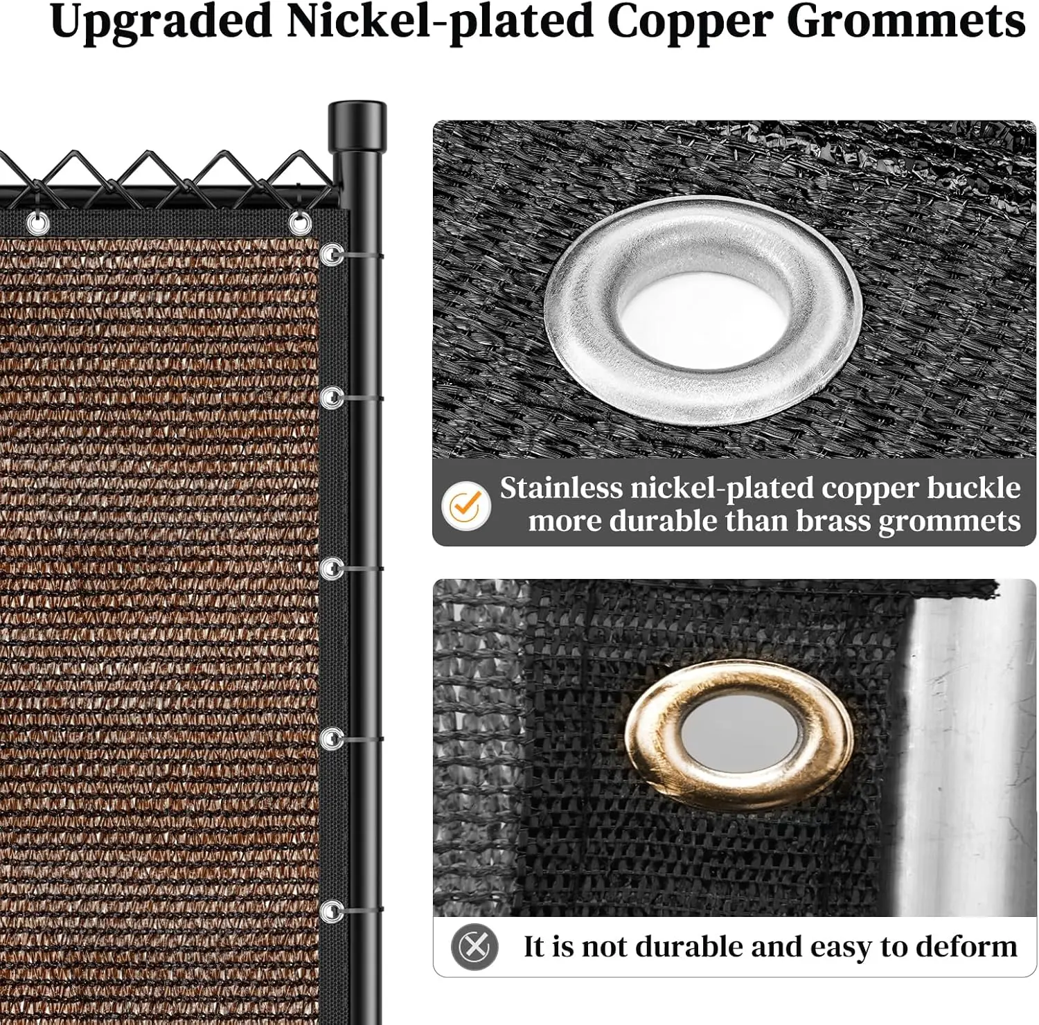 Ekran ogrodzeniowy o wymiarach 6x50 stóp, wytrzymały, zapewniający prywatność, 95% blokady widoku, trwała siatka HDPE z niklowanymi oczkami do użytku na zewnątrz.