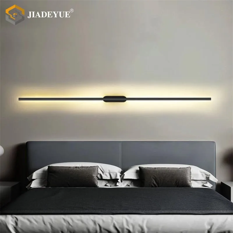 Modern simple long LED wall lamp Bedroom bedside lamp Northern Europe luxury wall lamp Living room Hotel wall lamp