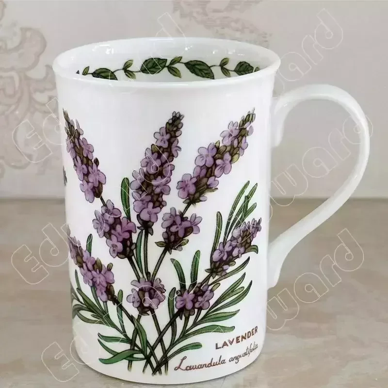 Mug Lavender Pattern Mug Household Use Tea Cup Nordic Style Ceramic Coffee Cup Water Cups Tableware Crafts Restaurant Use Plates