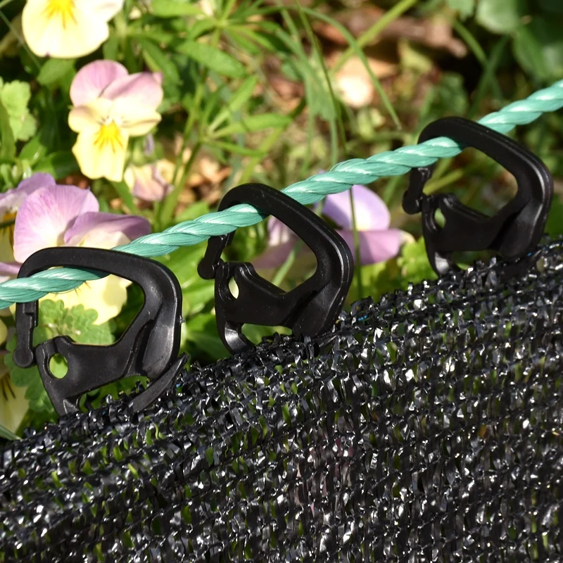 Black Sunshade Net Hook Sun Shade Cloth Plastic Clips, Garden Greenhouse Film Tool Fence Installation Fixed Hook Grommet Clamp