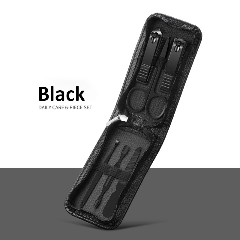 6 w 1 przenośny Deluxe obcinacz do paznokci-jasnoczarny obcinacz do paznokci-zielony obcinacz do paznokci higiena osobistej zestaw Nail Art narzędziowy