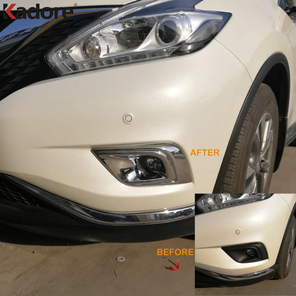 For Nissan Murano 2015 2016 2017 2018 Chrome Front Foglight Cover Trim Fog Lights Lamp Frame Sticker Exterior Accessories