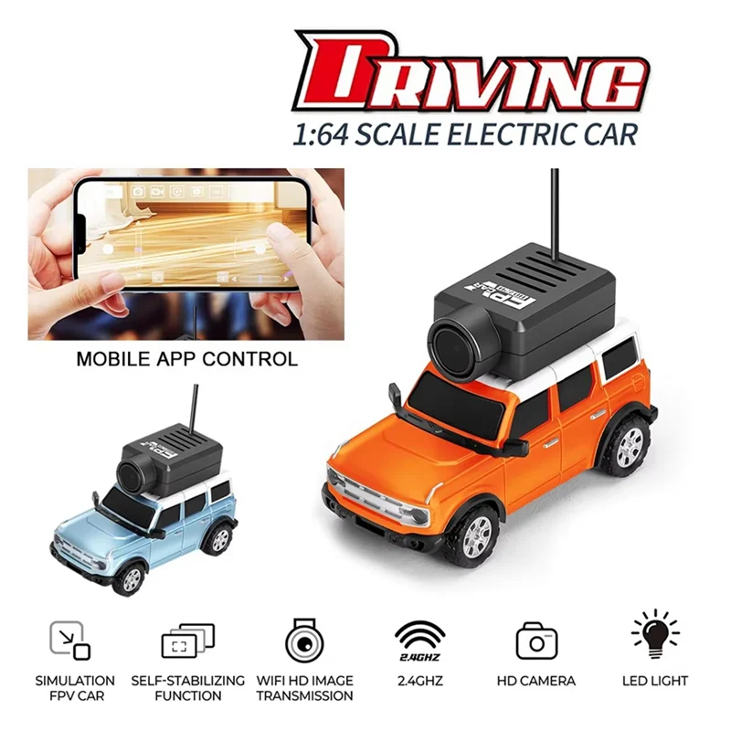 L52A-FPV RC سيارة 1:64 6405 سباق السيارات FPV VTX 720P كاميرا المدمج في الجيروسكوب 2.4G واي فاي App التحكم في الصور + فيديو RC سيارة