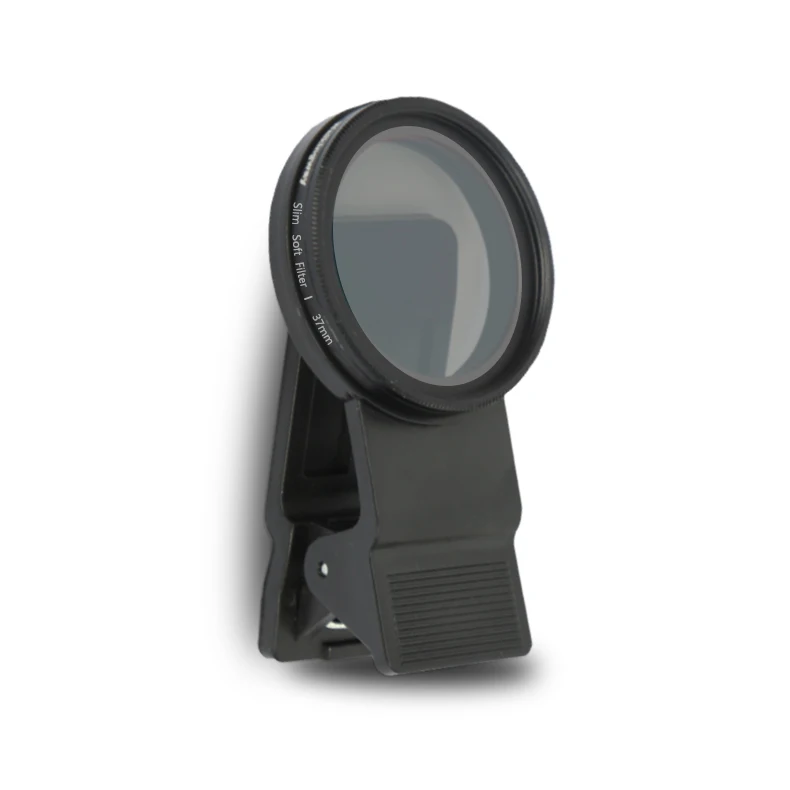 SYSTEM-S CPL-filter – 37 Mm Clip-on Lens Voor Smartphones, Zwart, Vermindert Reflecties, Verbetert Contrast En Kleur, Inclusief Clip En Houder