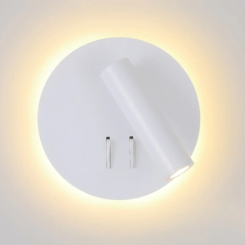 

Nordic LED Wall Lamp with switch 3W spotligh 6W backlight free rotation Sconce indoor wall For Home Bedroom Bedside
