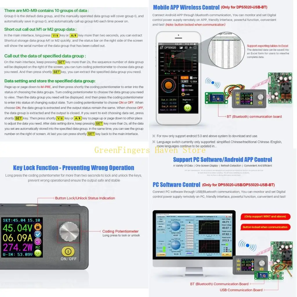 F68D Constant Current 50V 20A Regulated Power Supply LCD Voltmeter DPS5020