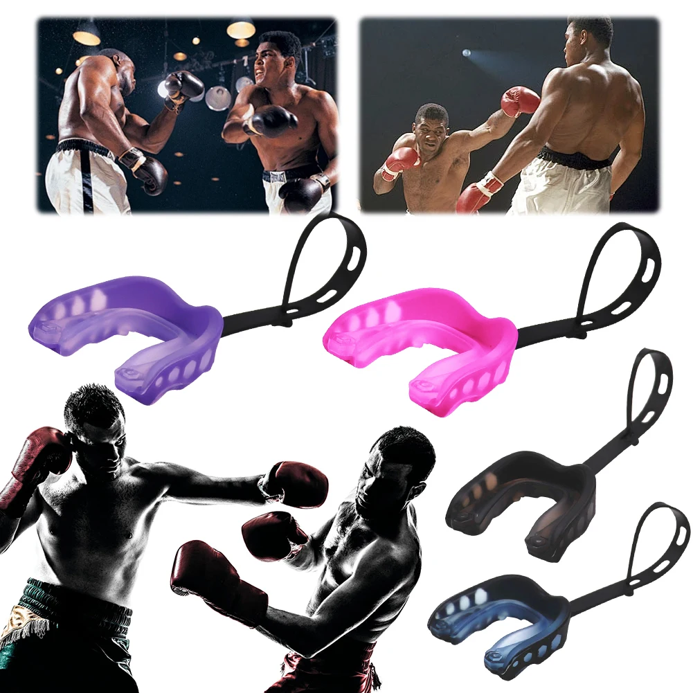 Sport Mouth Guard with Strap Anti-dislocation Basketball Tooth Protection Tool Boxing Mouth Guard for Youth Adults