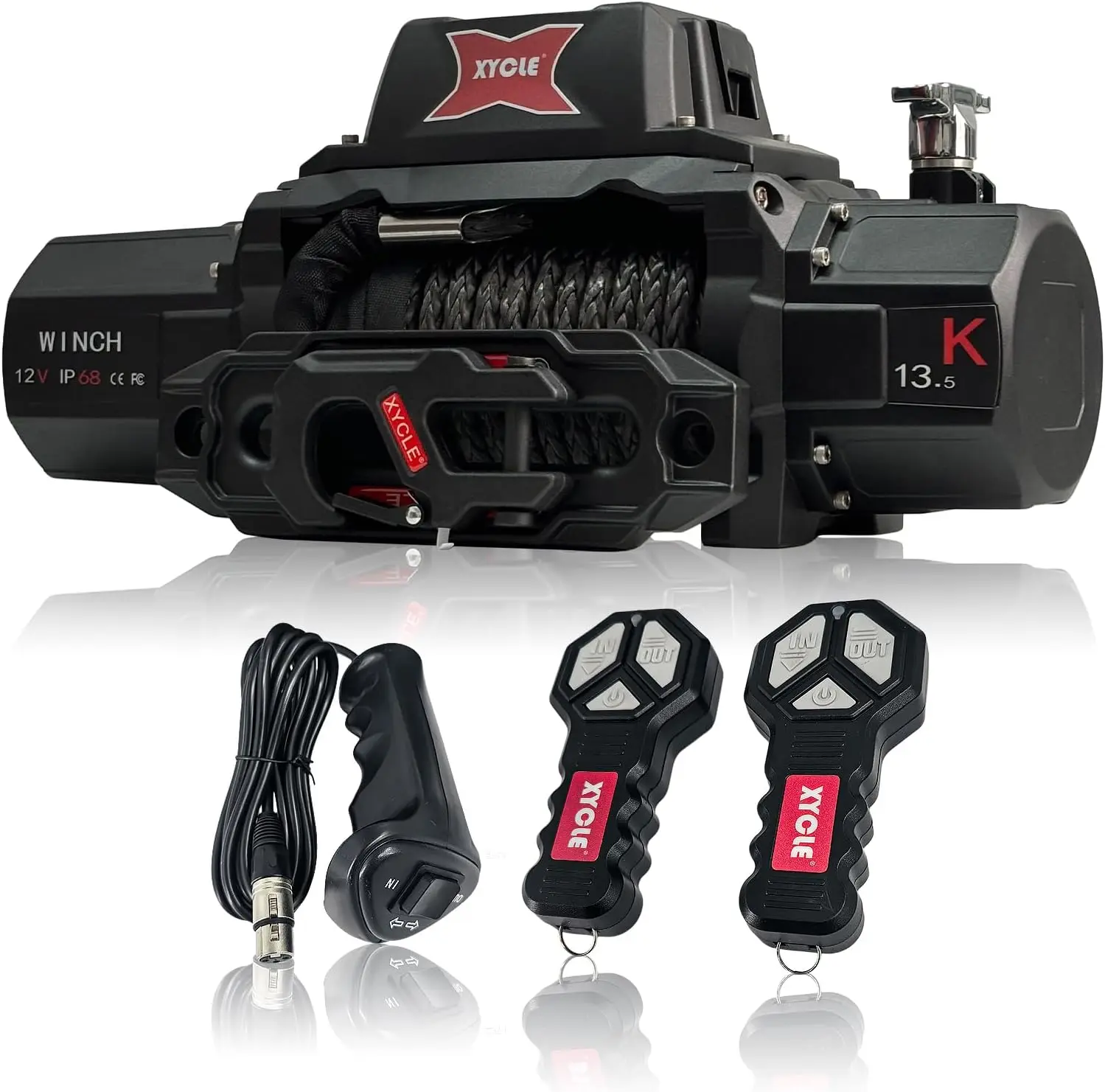 

13500lbs12V Electric Winch IP68waterproofOff Road Vehicle Rescue winchs with2wireless Remote Controls and Synthetic Rope