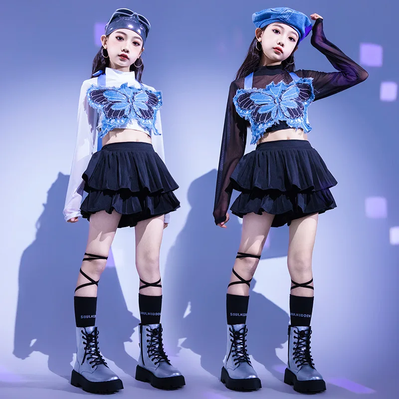 ملابس رقص جاز للبنات ، بلوزة كورية ، تنورة قصيرة ، فستان أزياء الفتاة ، الهيب هوب ، 2 ، 4-15