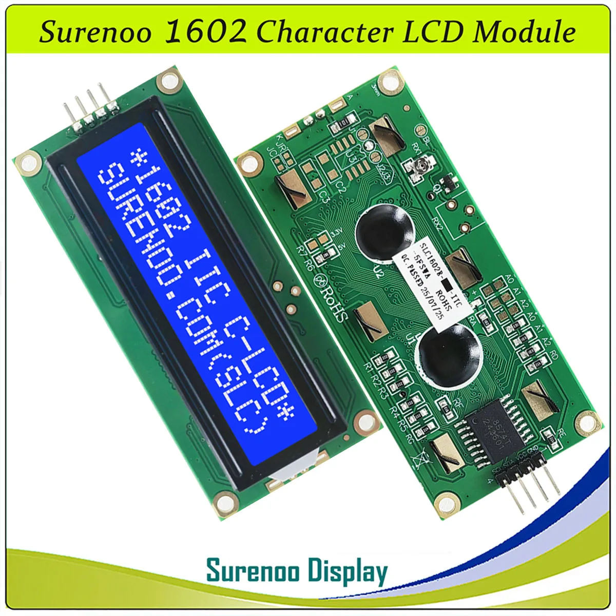Surenoo 162 16X2 1602 Serial IIC I2C Character LCD Module Display Screen Panel LCM STN Yellow Green Blue White 5V for Arduino