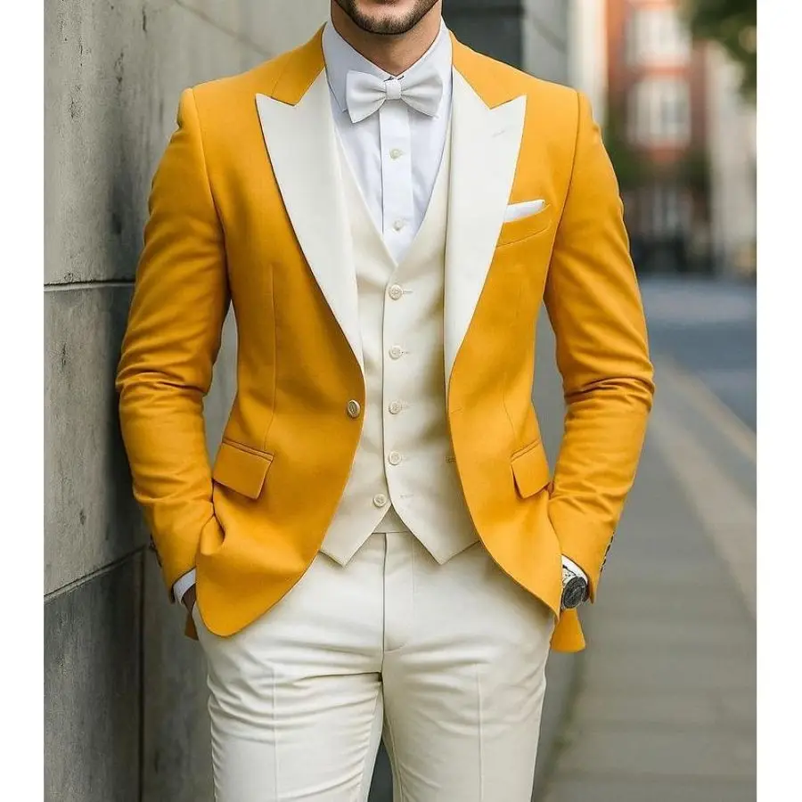 

Slim Fit 3 Pieces Prom Suits for Men Wedding Suits for Groom Guest Formal Blazer Vest Pants Set Classic Business Party Outfit