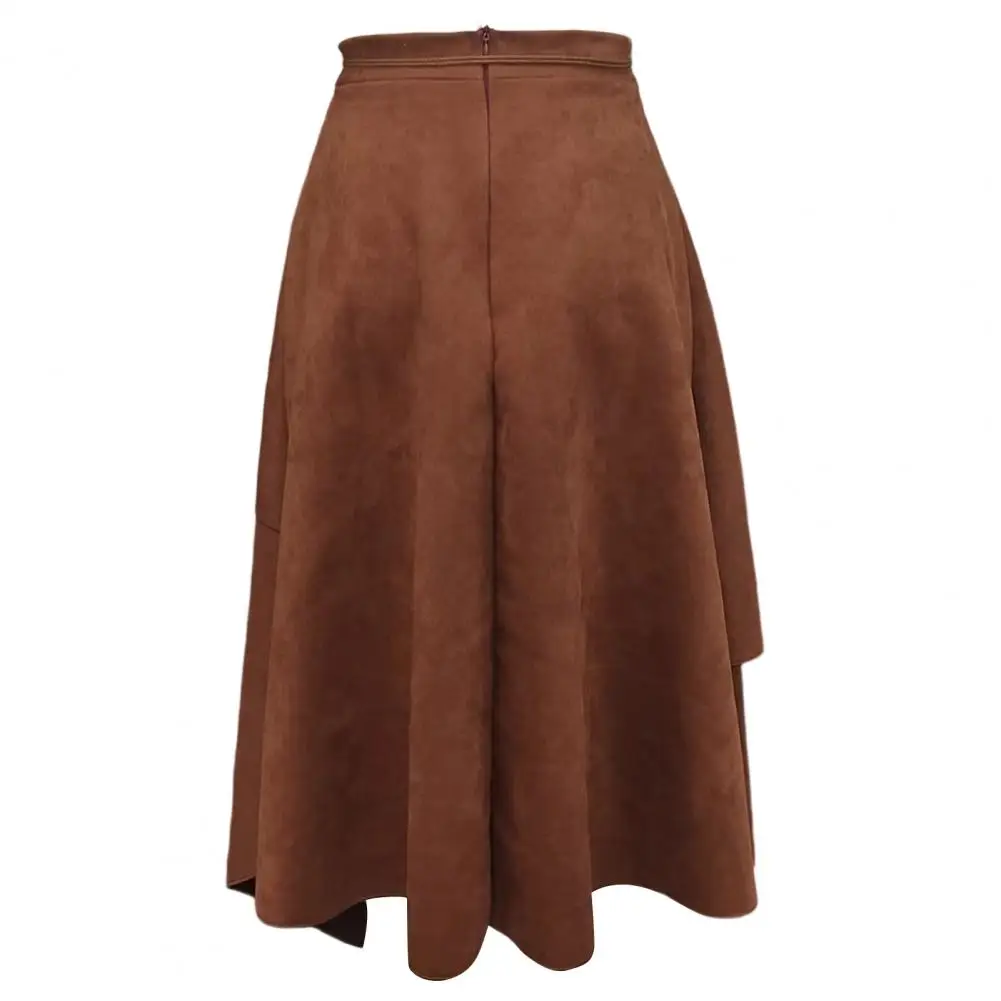 High Waist Suede Skirt Summer Autumn Irregular Large Hem Pure Color Slimming Skirt for Beach Travel Work Leisure Daily Wear