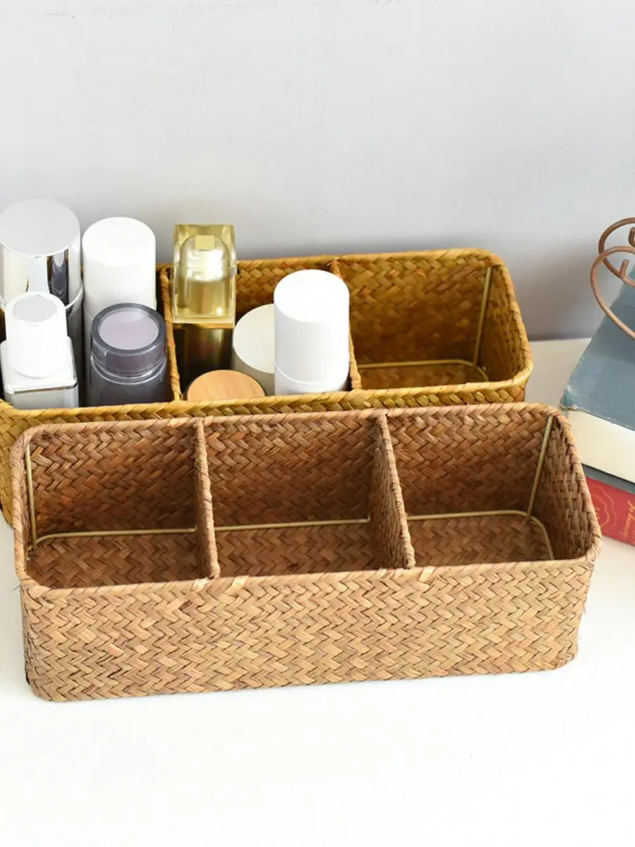 

Новая настольная корзина для хранения из морской травы ручной работы, винтажный декор для отелей