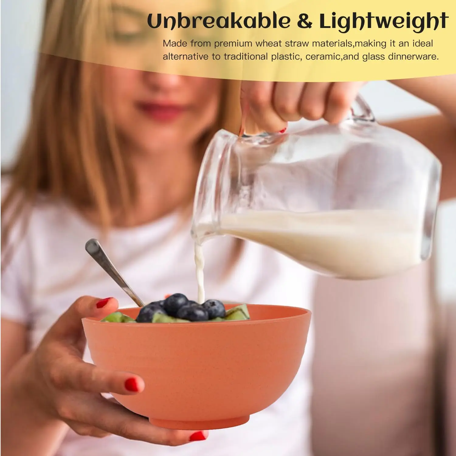 طقم أواني طعام بلاستيكية غير قابلة للكسر مكون من 40 قطعة - متعدد الألوان، طقم أطباق تتسع لـ 8 أشخاص للعشاء والأطباق والأكواب والمقبلات