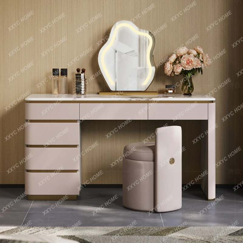 

Light Luxury Dressing Table Bedroom High-End Custom Minimalist Marble Simple Chest of Drawers Integrated Makeup Table